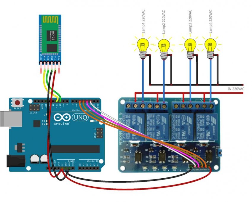 Дистанционное управление реле модулем с помощью Arduino через bluetooth